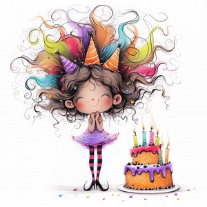Quirky Birthday Cake Clip Art 10 High Res Watercolor Jpgs Junk Journaling, Scrapbooking, Card Making, Digital Download, Fantasy, Whimsical - Etsy