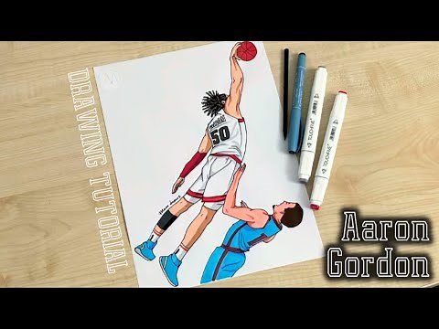 How to draw a basketball player dunking / Aaron Gordon / Denver Nuggets