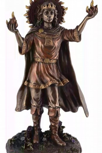 Belenos (Belinus, Bel, Beli Mawr) is a Solar deity, he can be seen as a Celtic equivalent of Apollo, and there are various traces of his cult in Britain. Belenus is a sun god from Celtic mythology and, in the 3rd century, the patron deity of the Italian city of Aquileia. Called the "Fair Shining One" (or "The Shining God"), he was one of the most ancient and most-widely worshipped Celtic deities and is associated with the ancient fire festival and modern Sabbat, Beltane. He was associated with t