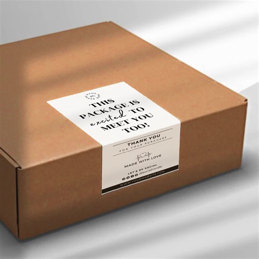 Custom Box Seal Stickers: Small Business Packaging Labels (Canva Template)
