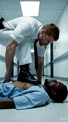 Orderly tramples on patient with his black boot
