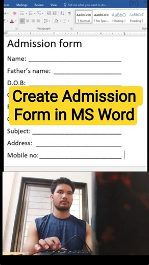 Create Admission Form in MS Word | Easy Design Trick #msword #shorts #tips & #tricks #viral #sub