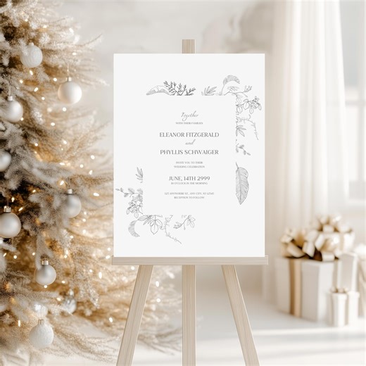 Flower Wedding Invitation, Editable Reception Invite, Wedding Invitation Card, Modern Reception Invitation, Welcome Sign - Etsy