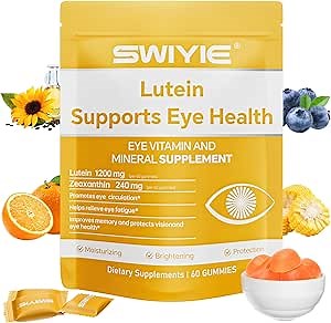 Lutein Gummies – Eye Vitamin and Mineral Supplement with 20mg Lutein & 4mg Zeaxanthin – Gummy Vitamins for Eye Health Support – Naturally Flavored, 60 Gummies
