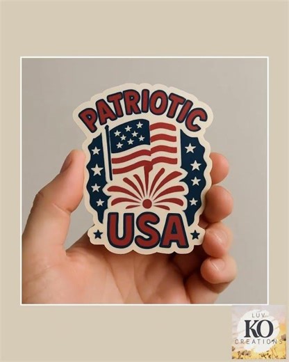 Patriotic USA Sticker with Flag and Fireworks – Red, White & Blue Vinyl Decal