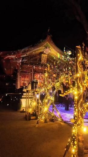 綺麗すぎた✨️😍 📸撮影日 2026.8.2(日) 『竈門神社 七夕祭り ～星宿のきらめき～』 🗺〒818-0115 福岡県太宰府市内山８８３ 『竈門神社』 🗓開催期間 2026.8.1(土)~8.7(金) ⏰開催時間 18:30~22:00 🅿️駐車場 1台につき/500円 #七夕 #竈門神社 #竹あかり #プロジェクションマッピング