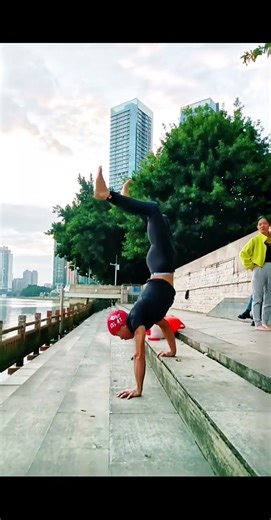 Warm up with a handstand before swimming