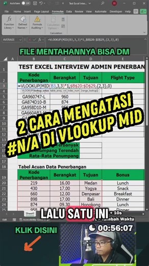 Belajar Komputer Dari Nol on Instagram: "2 Cara mengatasi hasil N/A di rumus VLOOKUP MID karena beda format 👨‍💻 #belajarkomputerdarinol #vlookup #excel"