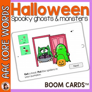 Boom Cards AAC Core Activities Halloween Spooky Speech Therapy Activities Autism