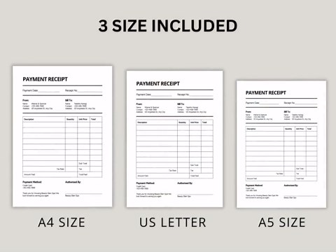 Receipt Template for Small Business - Sales & Customer Receipt Form, Editable Canva Invoice, Landlord Rent Receipt Template - Etsy