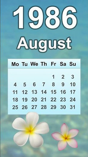 August 1986 Calendar