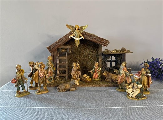 Vintage Nativity Set Marked "italy Pf" 1970s With Newer Creche 14 Pieces - Etsy