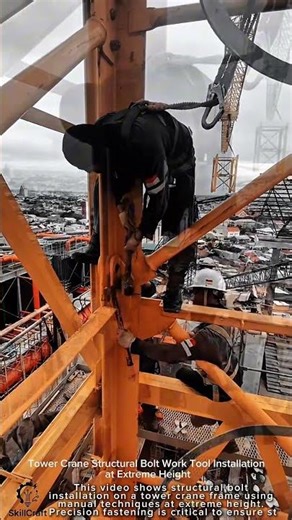 Tower Crane Structural Bolt Work Tool Installation at Extreme Height #worktool