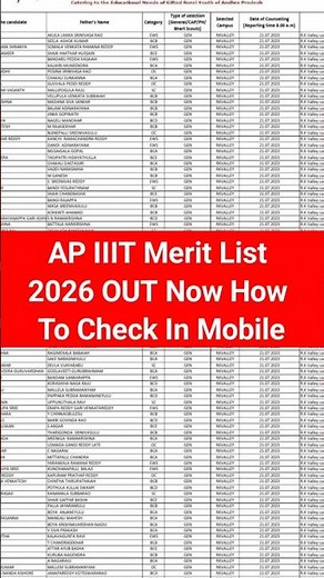 AP IIIT Merit List 2026 | rgukt iiit apselection list 2026 | ap iiit selection list 2026 Kaise Dheke
