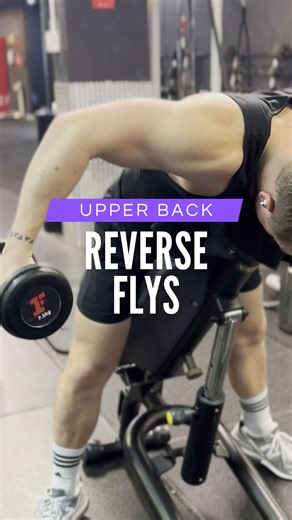 The reverse fly is an excellent dumbbell exercise that targets the rhomboids, rear delts, and other muscles in the upper back. Strengthening these areas helps balance shoulder development, improve posture, and reduce the risk of shoulder injuries — especially for those who do a lot of pressing movements. 🔥 Form Tips: Keep your arms at roughly 90 degrees throughout the movement to maintain consistent tension on the rear delts and rhomboids. Avoid looking up — keep your neck neutral and in line w