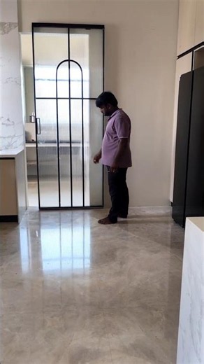 How to make kitchen sliding privacy Door design | hidden kitchen furniture work | #ytshorts #kitchen