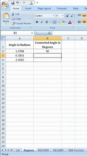 Understanding Excel's DEGREES Function: Converting Radians to Degrees