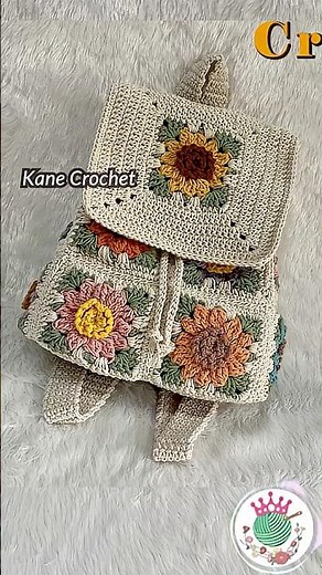 Crochet Flower Granny Square Bag 🌺 Crochet Backpack B266 #crochet #crochetbackpack