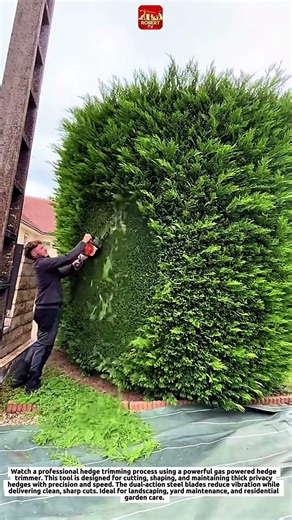 Insane hedge trimming with gas powered hedge rimmer | Professional garden utting USA