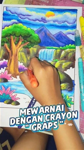 Mewarnai pemandangan dengan crayon graps #art #ayomelukis #karyaseni #drawing #kreatifitasanak