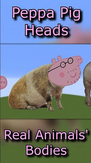 Realistic animals with Peppa Pig heads (in Minecraft)