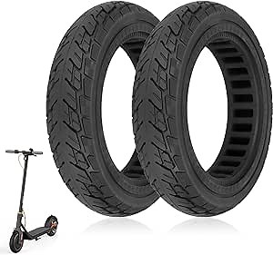 10 inch Solid Rubber Tires 10x2.125 for Segway F20/F25/F30/F40/F65/D18W/D28U/D38U Electric Kickscooter, Front/Rear Wheels Replacement for Scooter Accessories (2 PCs, Black)