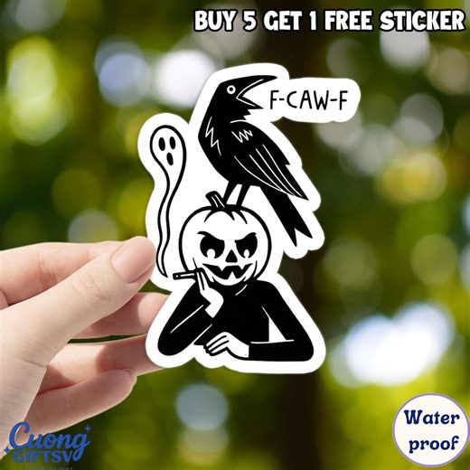 F-caw-f, Crow Sticker, Black Bird Sticker, Funny Crow, Black Crow, Snarky Stickers, Funny Gifts for Friends, Pun Stickers, Adult Humor - Etsy