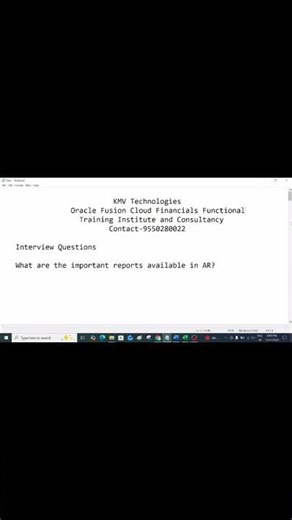 Short Video 18 # AR module important reports # Oracle Fusion Cloud Financials Functional