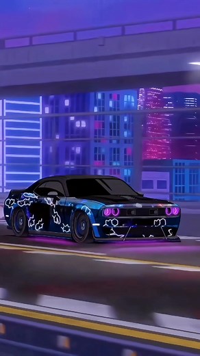 Neon Dodge Challenger Wallpaper 4K