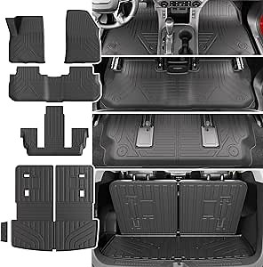 6 Seats Floor Mat Cargo Mat Compatible with 2017-2023 GMC Acadia TPE Cargo Liner Trunk Floor Liner Backrest Protection Replacement for 2017-2023 GMC Acadia Accessories