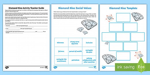 KS2 Diamond Nine Social Values Activity Pack