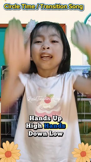 Fun Circle Time/ Transition Song Lyrics: Hands up high, Hands down low, Move your bodies to and fro Everybody clap clap clap Put your hands on your lap #littleteacherriley #kidsongs #trendingreelsvideo #littlecontentcreator #5yearsold #Kindersong | Little Teacher Riley & Twins