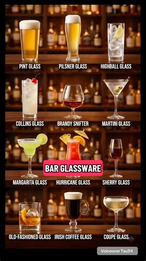 Bar Glassware Guide: Martini, Pint, Margarita 🍸 Learn English & Spanish 🇺🇸🇪🇸
