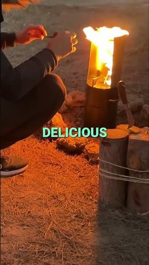 My Homemade Survival Stove Cooks and Keeps Me Warm #shorts