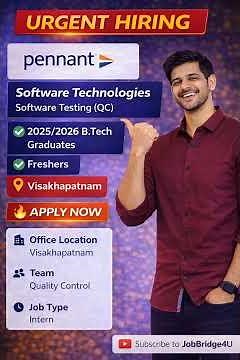 Pennant Technologies Off Campus Drive 2026 | Software Testing QC Role | Freshers Hiring | Vizag Jobs