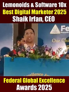 1K views | Federal Global Excellence Awards Best Digital Marketer 2025 to Lemonoids & Software 10x | Deccan24 | Facebook