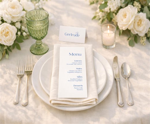 Custom Wedding Menu & Pace Card Template, Elegant Printable Dinner Card (digital Download) - Etsy