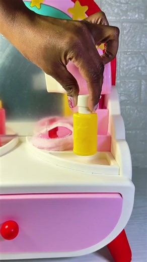 Let's Set Up My PINK Makeup Vanity Playset ✨🌈 ASMR Satisfying Video #shorts