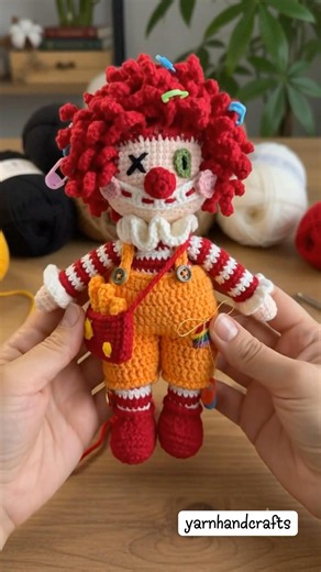 The Clown Doll pattern is FINALLY out! Grab yours now 🤡 m🍟✨ #crochet
