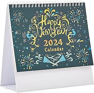 Small Desk Calendar 2023-2024, 8x6 inch Mini Monthly Desktop Standing Calendar from September 2023 to December 2024, Academic Year Flip Desk Calendars Marked US Holidays Black