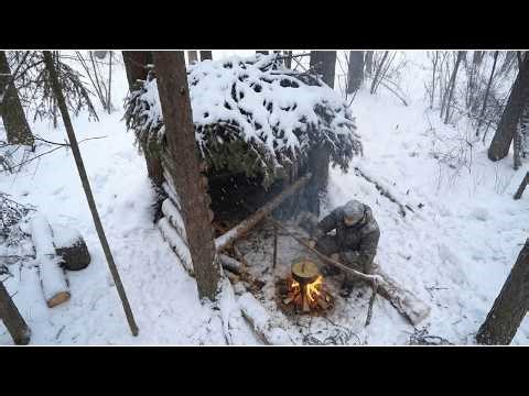 A Sudden Snowstorm in the Frozen Forest – Building a Shelter to Stay Alive