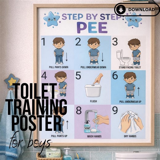 Potty Training Poster for Boys - Self Care Autism Life Skills (digital Download) - Etsy