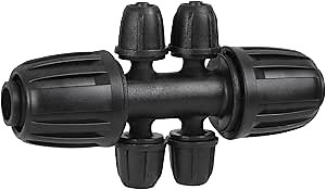 1/2 Inch To 1/4 Drip Irrigation Fittings - 8 Pack Drip Line Irrigation 1/2'' to 1/4'' Barbed Tee Adapter Anti-Drop Lock Nut Barbed Reducer 6 Way Connectors for Drip Irrigation System