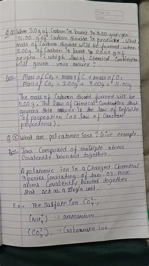 class 9 science ch 3 atoms and molecules exercise solution part 1