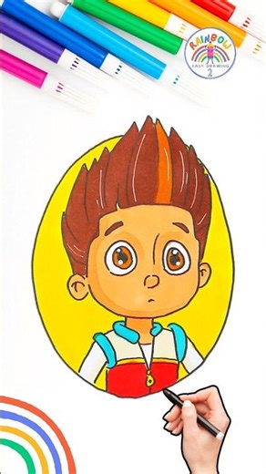 PAW Patrol Draw Easy | How to Draw Surprised Ryder PAW Patrol 🌈👦🏻🐾 #shorts #pawpatrol #surprised