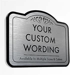 Custom Decorative Outdoor Metal Sign - Personalized Aluminum Driveway Sign, Waterproof, Made in USA - Design 1 Metallic Silver 8x8 In