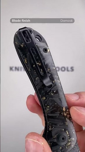 Civivi Elementum C907C DS1 Damascus, Shredded Gold Carbon fibre pocket knife