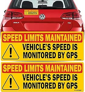 TOTOMO Magnetic Vehicle Speed Monitored by GPS Sign, Speed Limit is Maintained, 2-Pack, 10" x 3.5" Reflective Magnet for Fleet Vehicles, Trucks, Vans & Commercial Vehicles