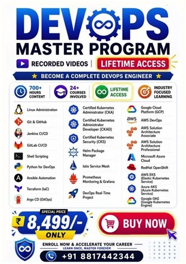 DevOps Master Program 2026 | 700+ Hours | Lifetime Access | AWS, Kubernetes, CI/CD – Just ₹8,499