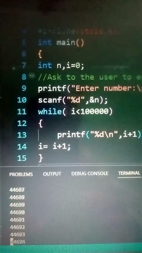 Write Number from 1 to 1 lakh in C program. While loop #GyanStream #computerscience #cprogramming